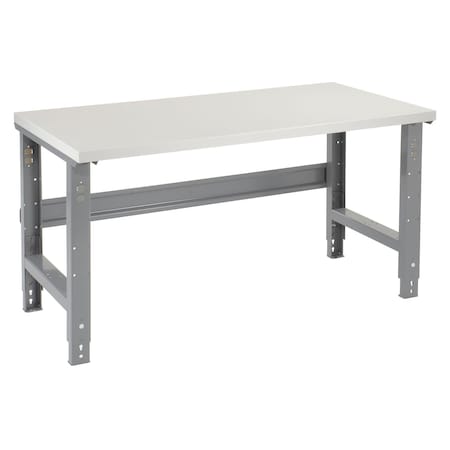 Global Industrial Adjustable Height Workbench, 60 x 30in, Laminate Square Edge, Gray 601421